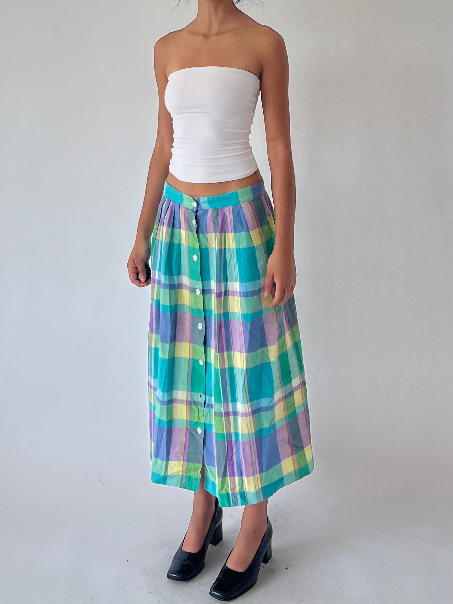 vintage plaid maxi skirt