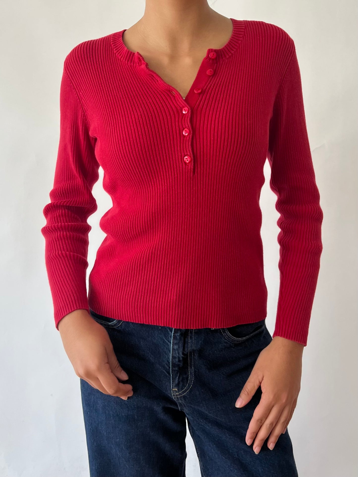 2000s ribbed red longsleeve