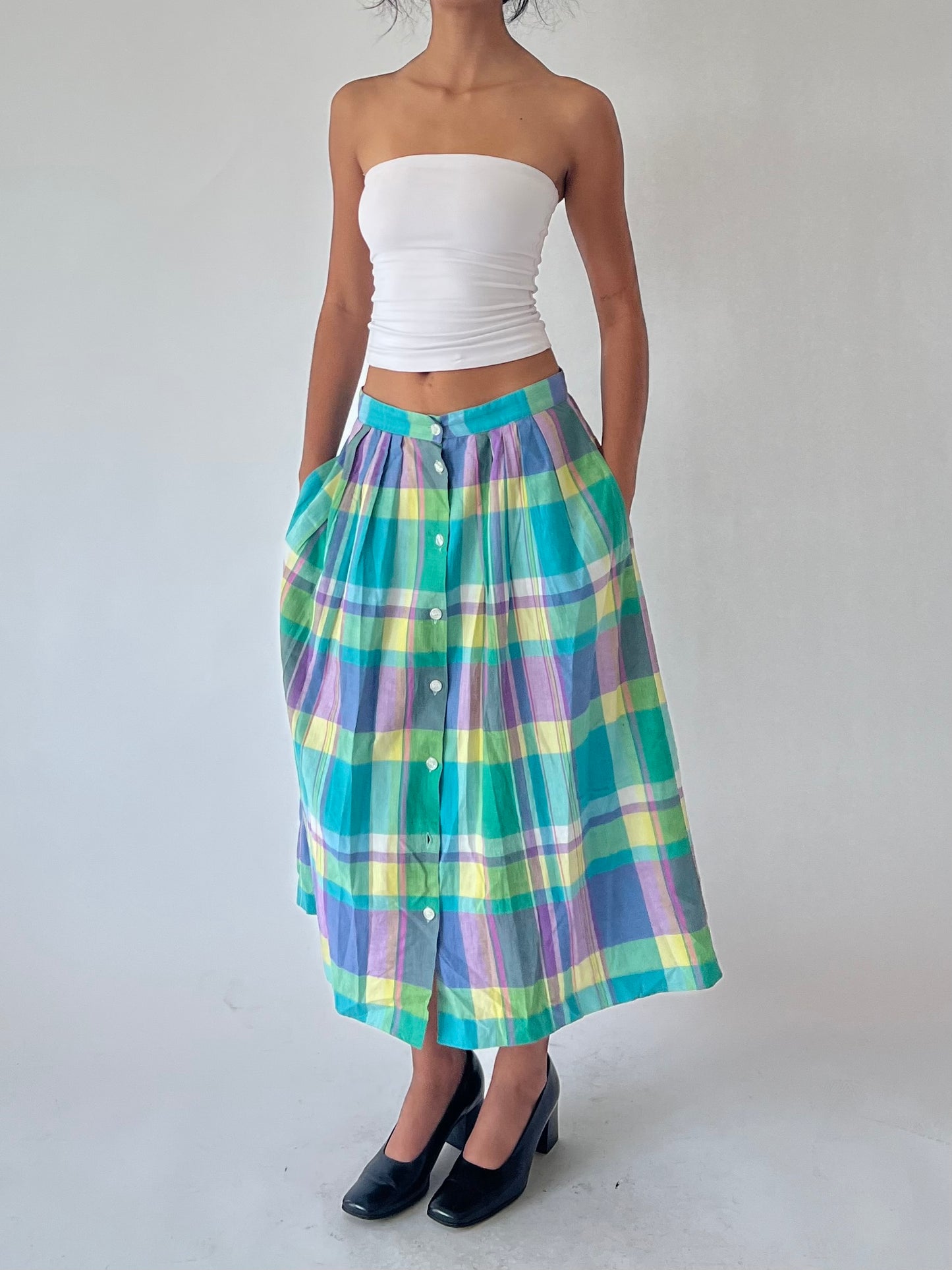 vintage plaid maxi skirt