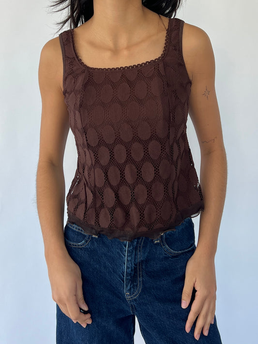 2000s mesh polkadot top