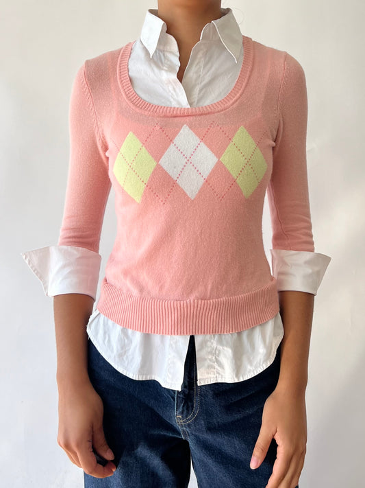 2000s argyle sweater blouse