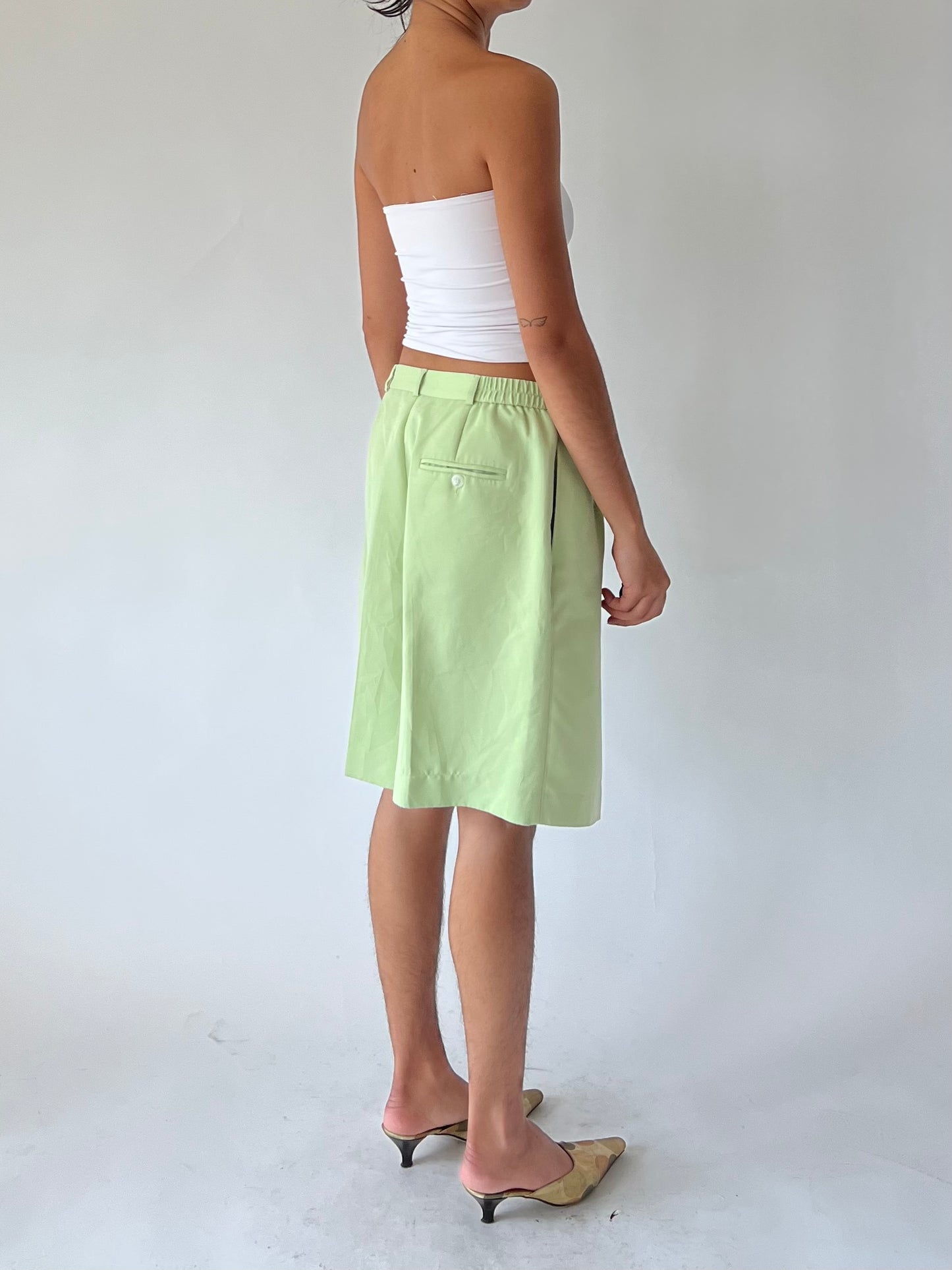 vintage green pleated shorts