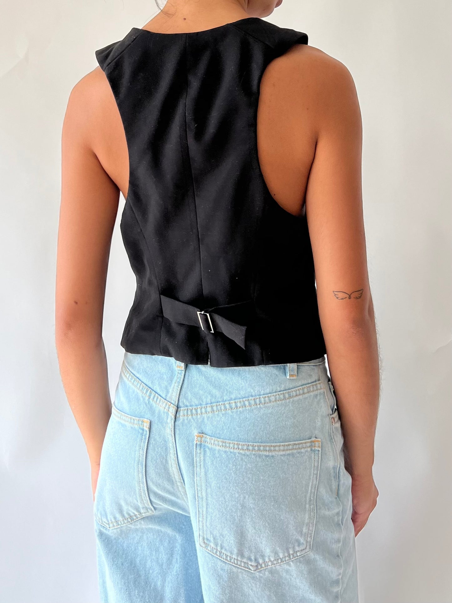 y2k ruffle black vest