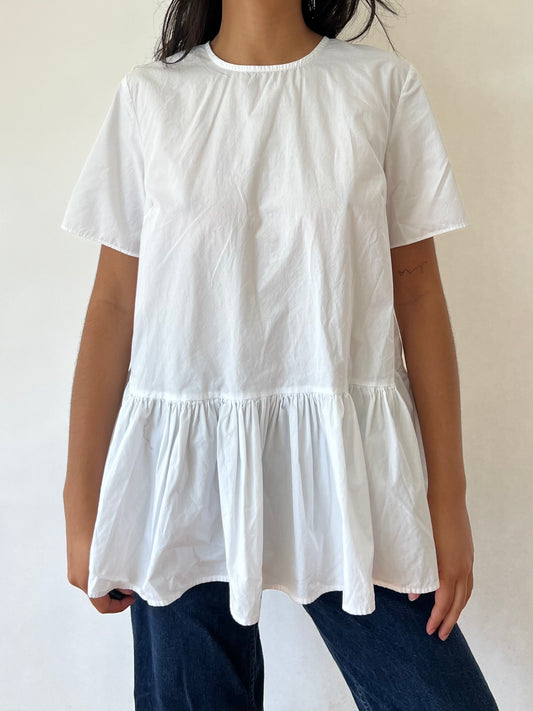 white peplum blouse