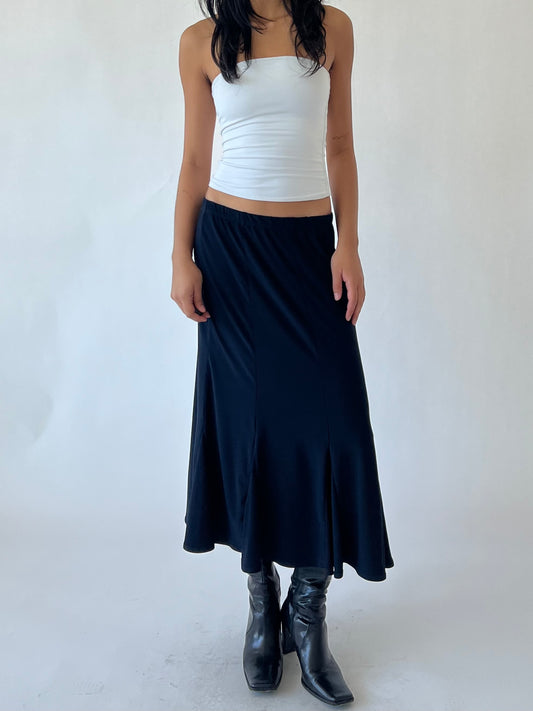 90s navy blue midi skirt