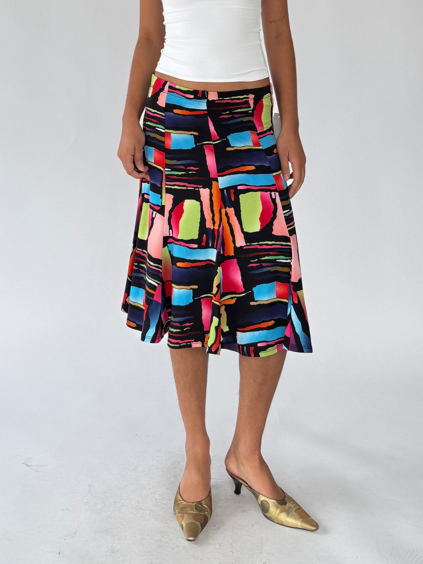 BNWT 90s colourful midi skirt