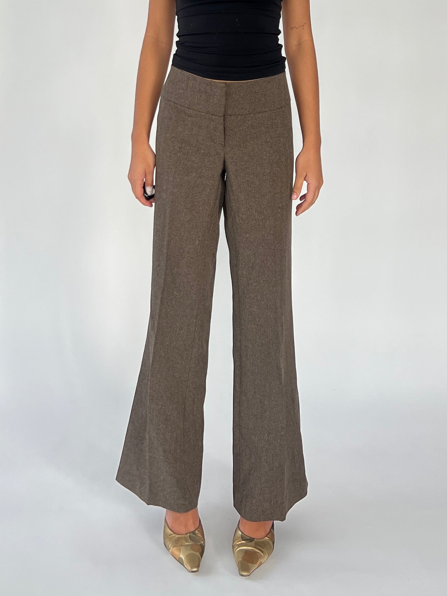 2000s brown flare pants