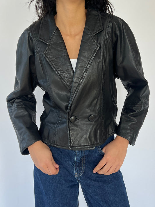 80s danier cropped leather blazer
