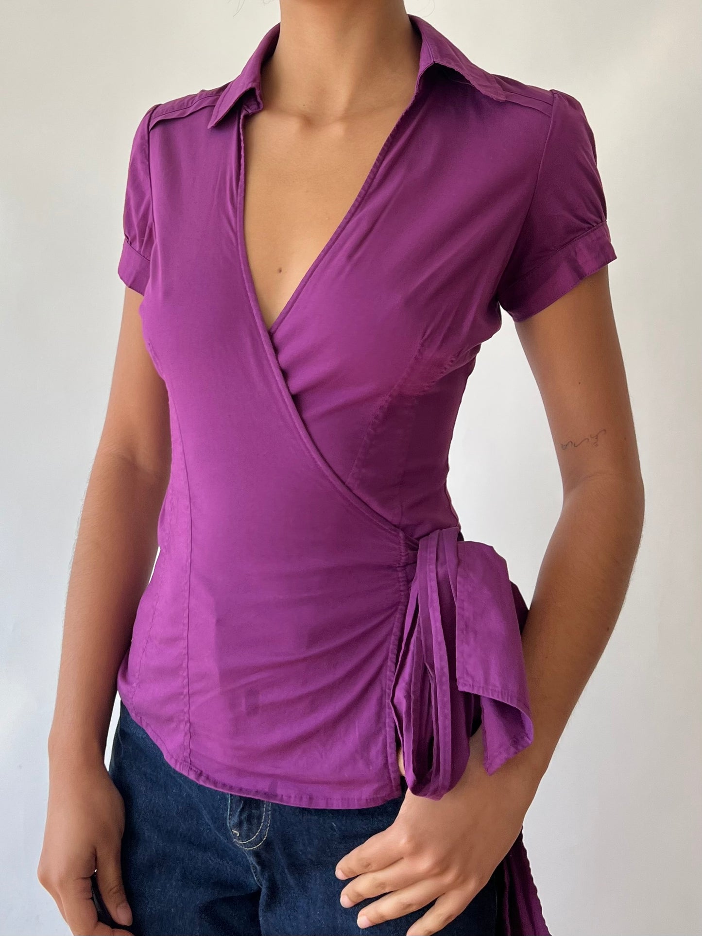 y2k purple wrap top