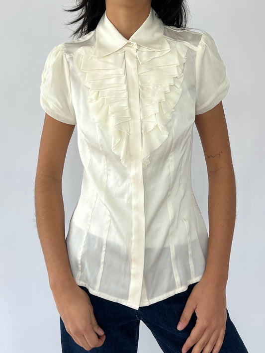 bebe silk collared blouse