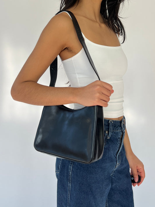 black leather purse