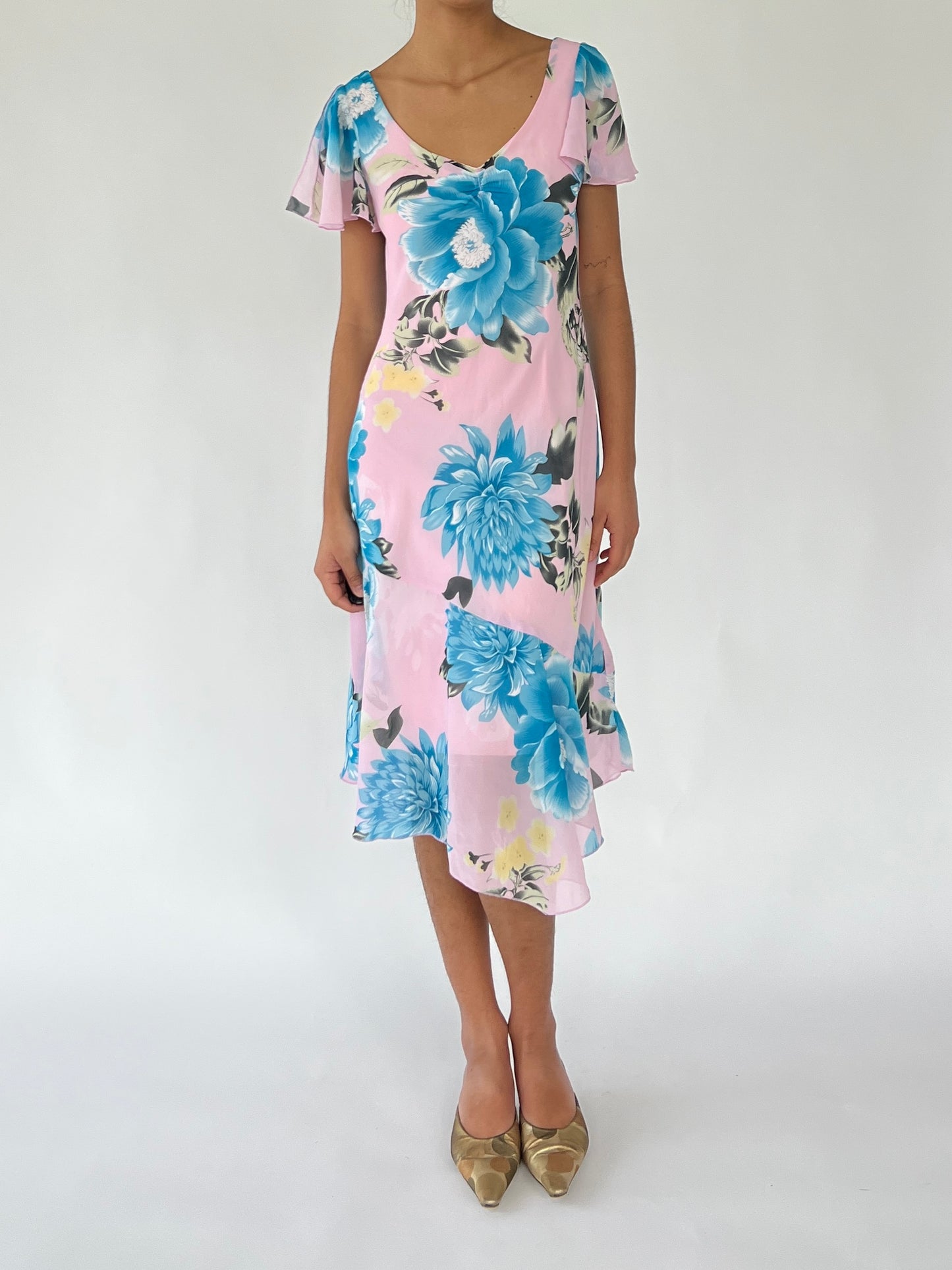 2000s floral fairy midi dress