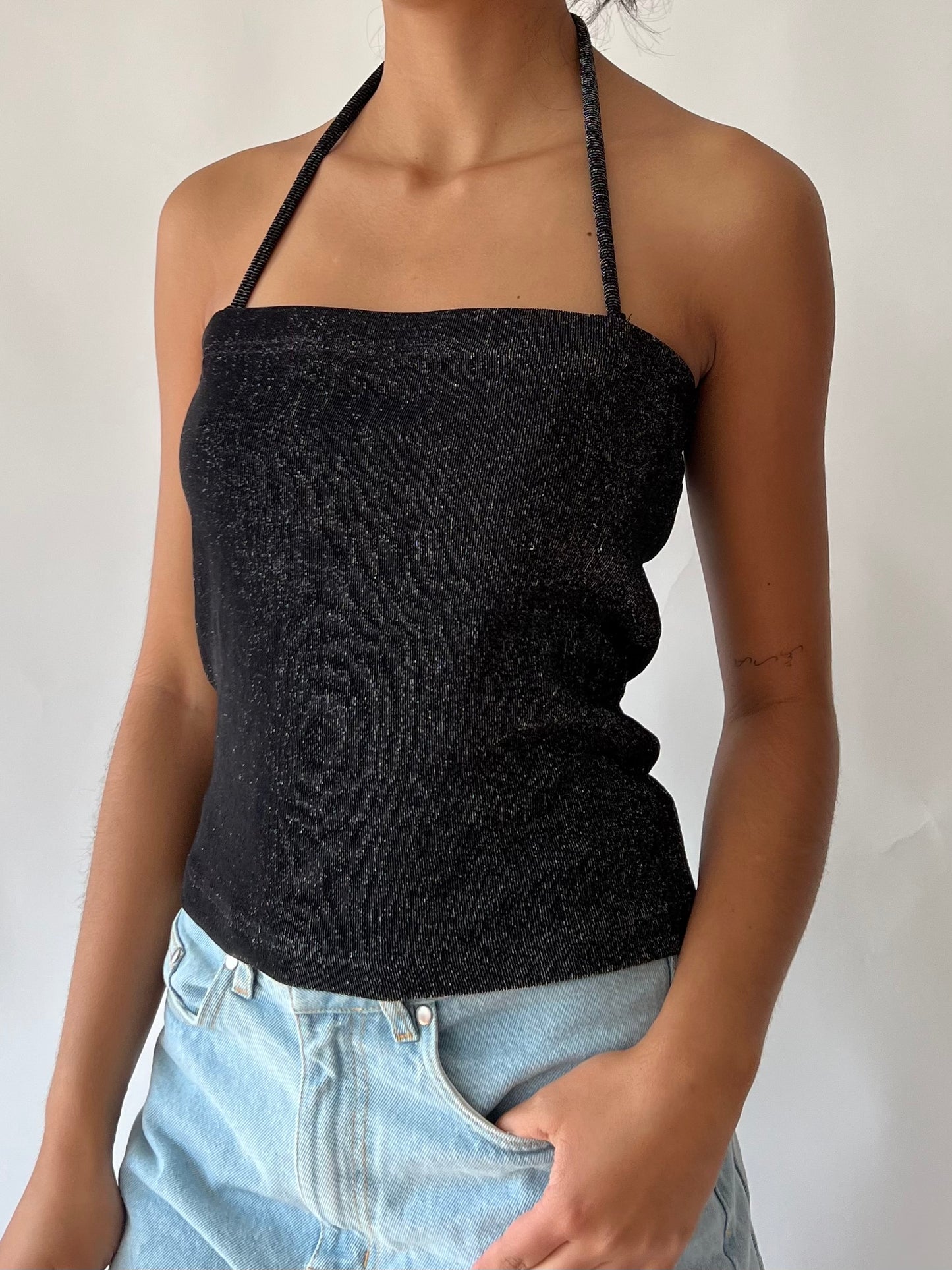 90s black sparkly top