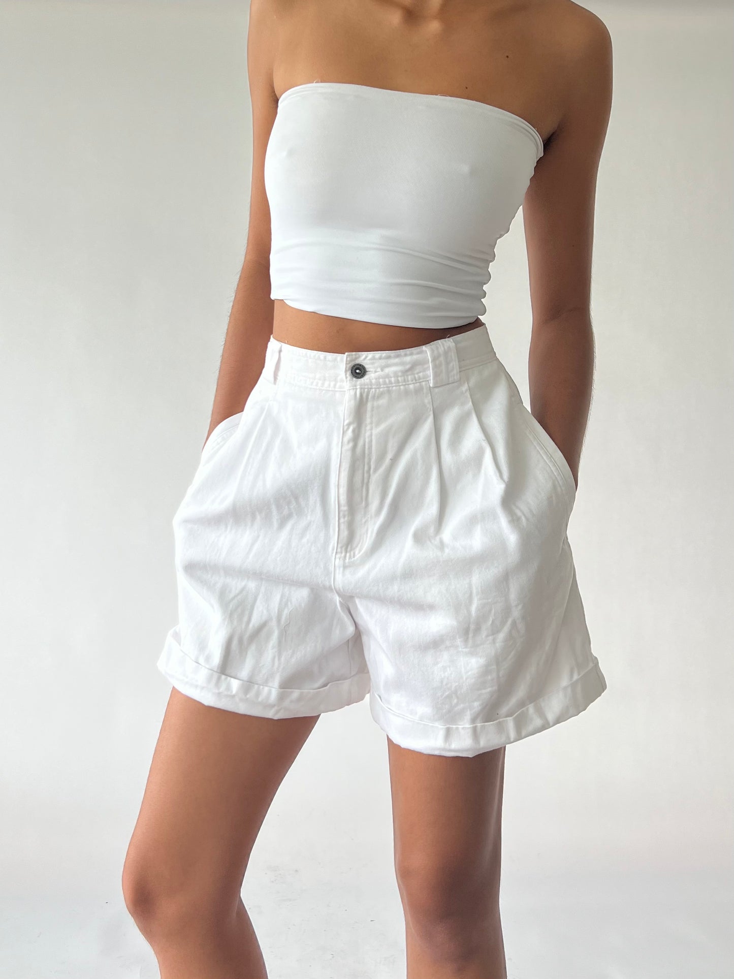 White denim shorts