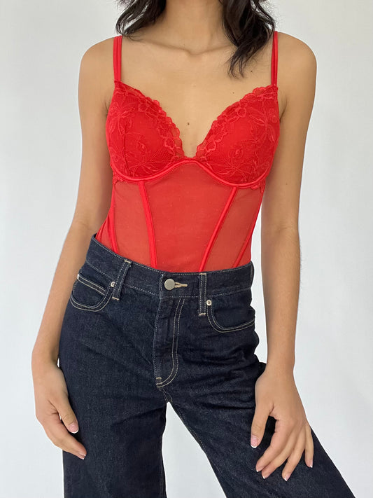 Red Lace Corset Top