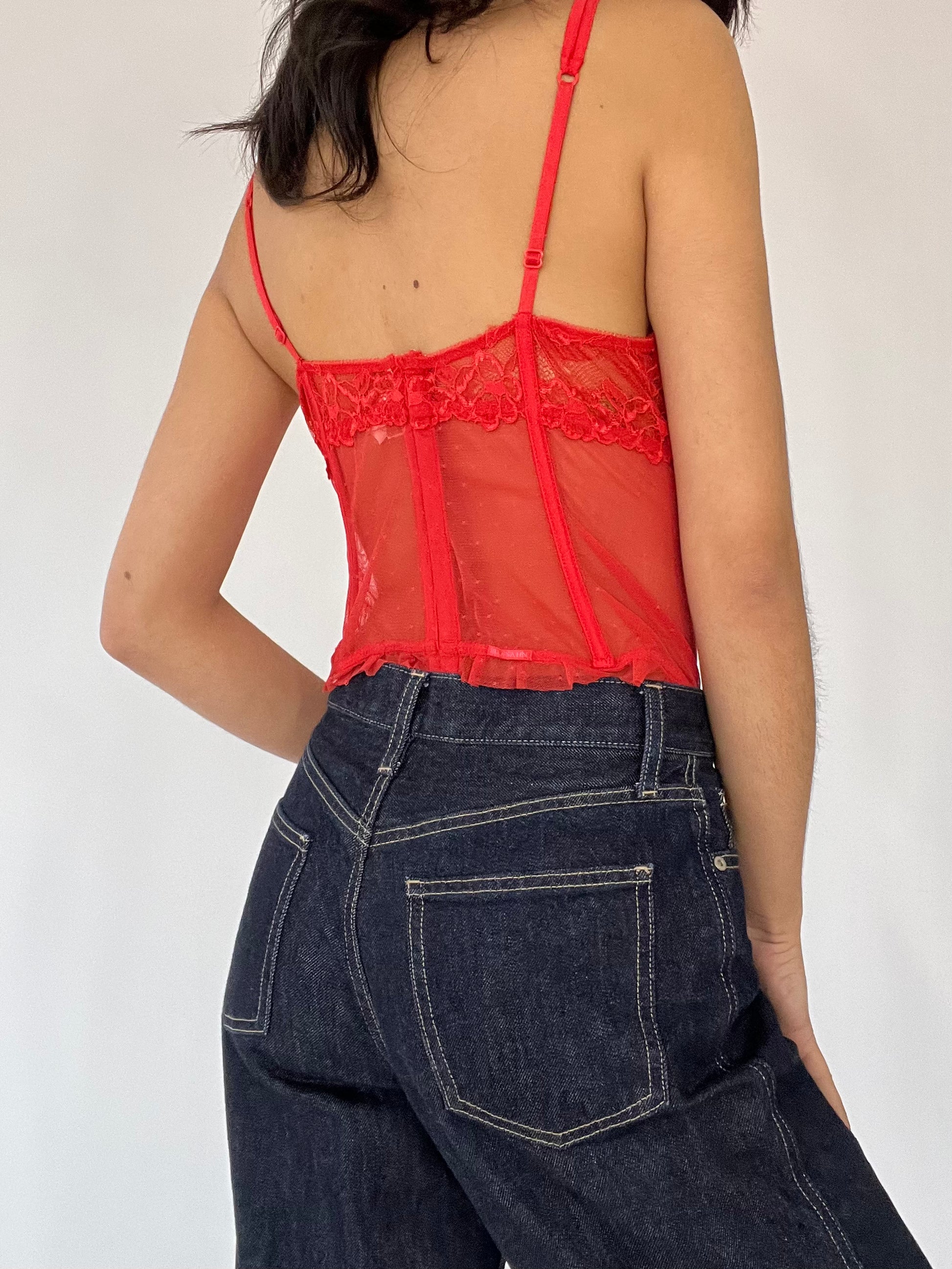 Red Lace Corset Top